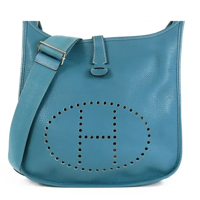 Hermès Evelyne 3 GM Blue Jean Silver Taurillon Shoulder Bag in Blue from The Reluxe