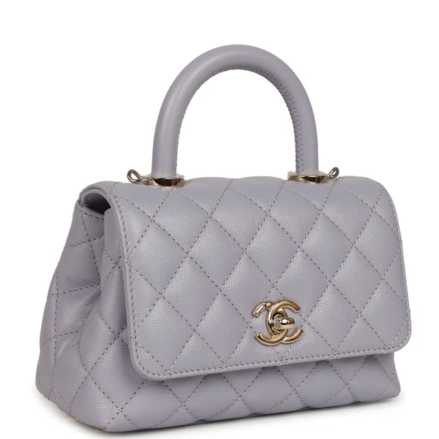 Chanel Micro Coco Top Handle Flap Light Purple Shiny Caviar Light Gold Hardware in Purple Caviar leather from Madison Avenue Couture, photo 2 of 2