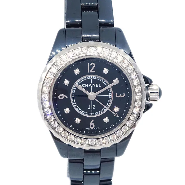 Chanel Ref.H2571 J12 Quartz 29mm Watch Ceramic Diamond SS in Ceramic from AMORE Vintage Tokyo