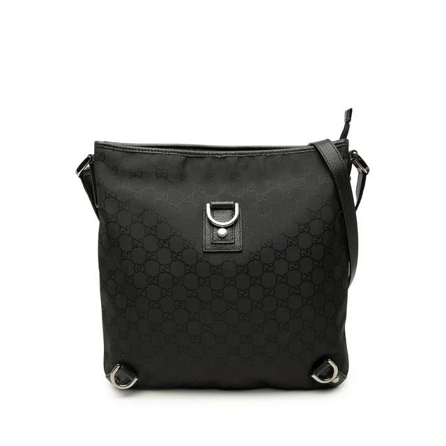 Black Gucci GG Nylon Abbey D Ring Crossbody in Black Nylon from Designer Revival