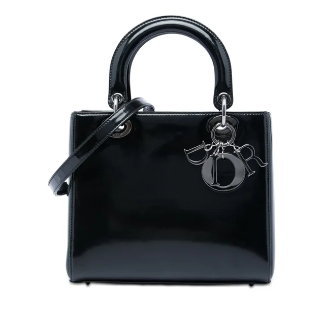 Black Dior Medium Patent Lady Dior Satchel in Black Patent leather from Designer Revival, photo 1 of 1