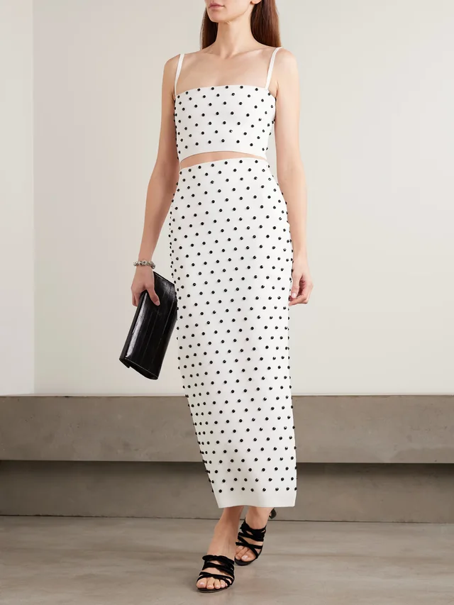 CAROLINA HERRERA Crystal-embellished knitted midi skirt in White, photo 2 of 2 from NET-A-PORTER (Canada)
