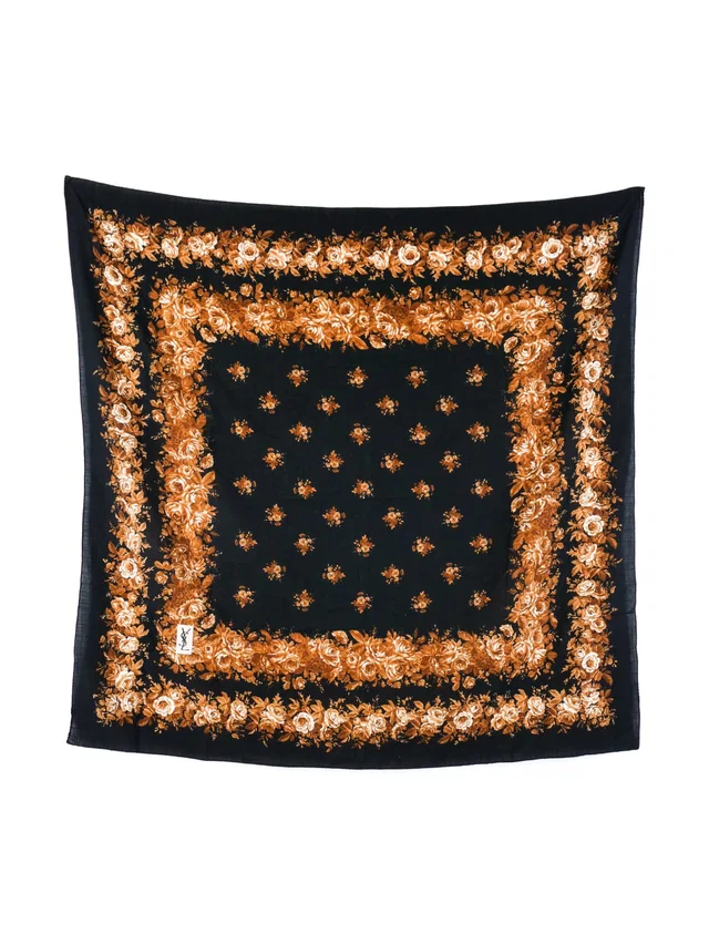 Saint Laurent Floral Printed Shawl in Multicolor Wool from Arcade Vintage