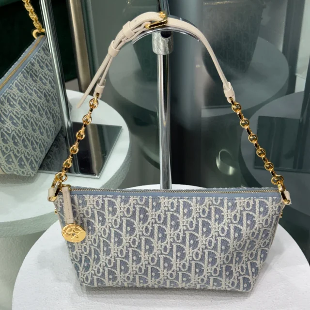 Dior Diorstar Shoulder Bag - Denim in Blue Denim from Revivre