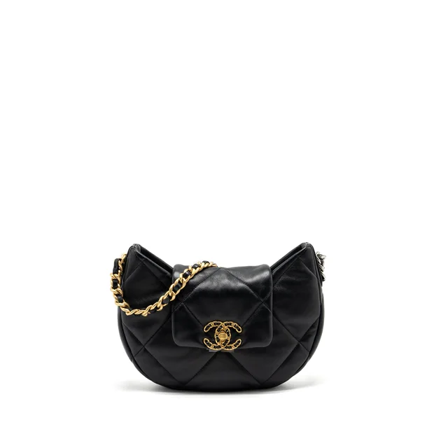 Chanel 24C Hobo shoulder bag lambskin Black Multicolour hardware (microchip) in Black Lambskin from EMIER