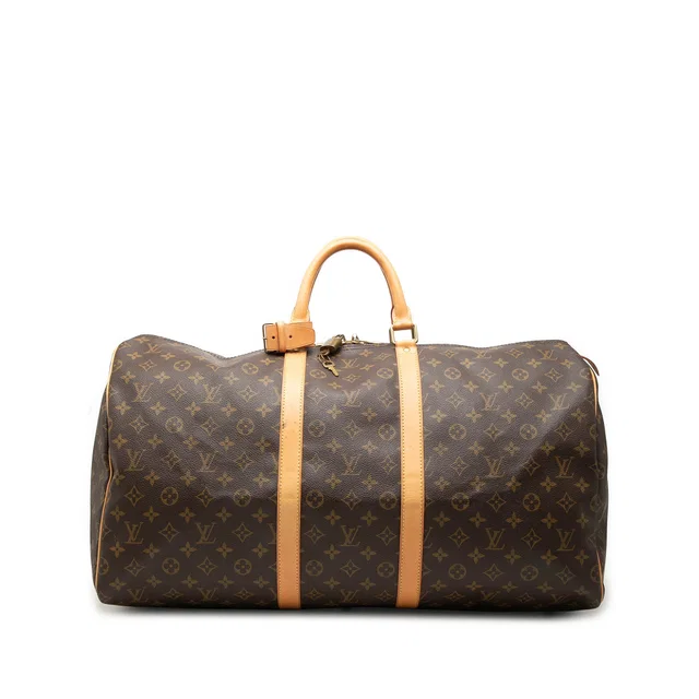 Brown Louis Vuitton Monogram Keepall 55 Travel Bag in Brown Coated canvas from Designer Revival