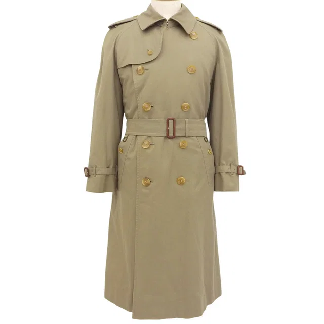 Burberry Nova Check Lined Trench Coat Khaki in Green from VINTAGE QOO TOKYO