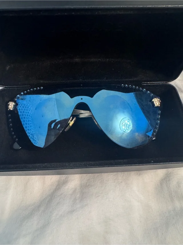 Valentino Garavani Versace Women’s Blue Shield Sunglasses With Medusa Accents in blue|black from Poshmark