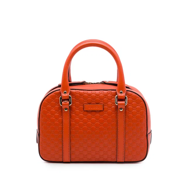 Orange Gucci Small Microguccissima Bree Satchel in Orange Leather from Designer Revival