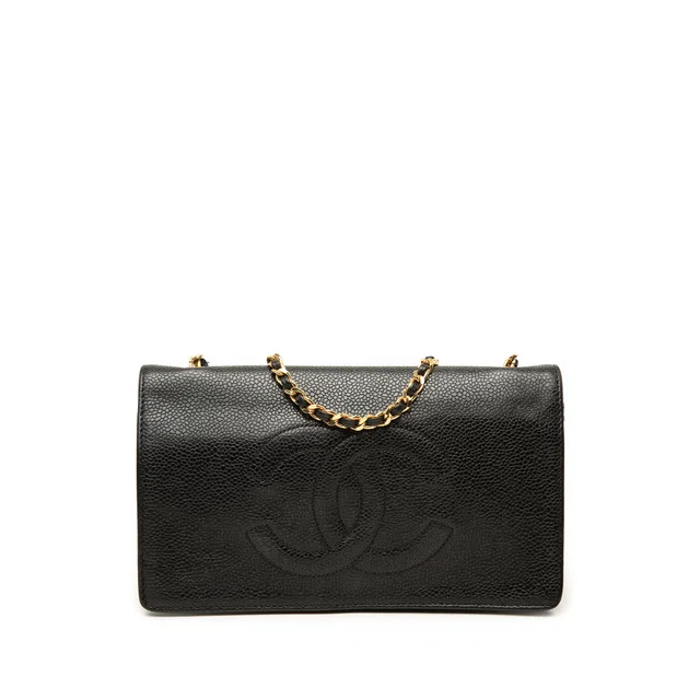 Black Chanel CC Caviar Wallet On Chain Crossbody Bag in Black Caviar leather from Designer Revival
