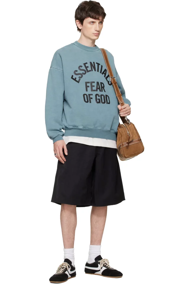 Fear of God ESSENTIALS Blue Campus 90s Crewneck Sweatshirt, photo 4 of 4 from SSENSE