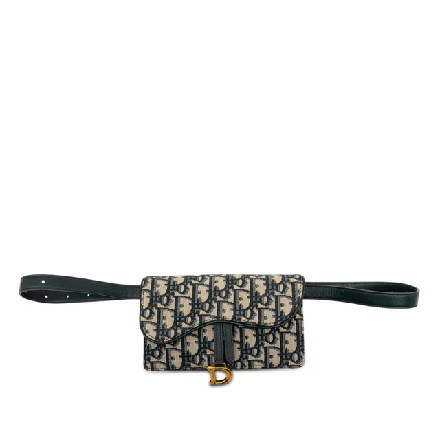 Blue Dior Oblique Canvas Saddle Belt Bag in Blue Canvas from Designer Revival