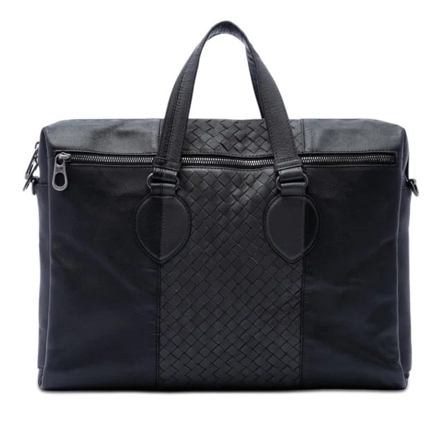Black Bottega Veneta Bicolor Nappa Intrecciato Briefcase Business Bag in Black Nappa leather from Designer Revival