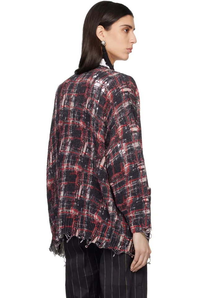 R13 Black & Red Printed Oversized Cardigan, photo 3 of 4 from SSENSE
