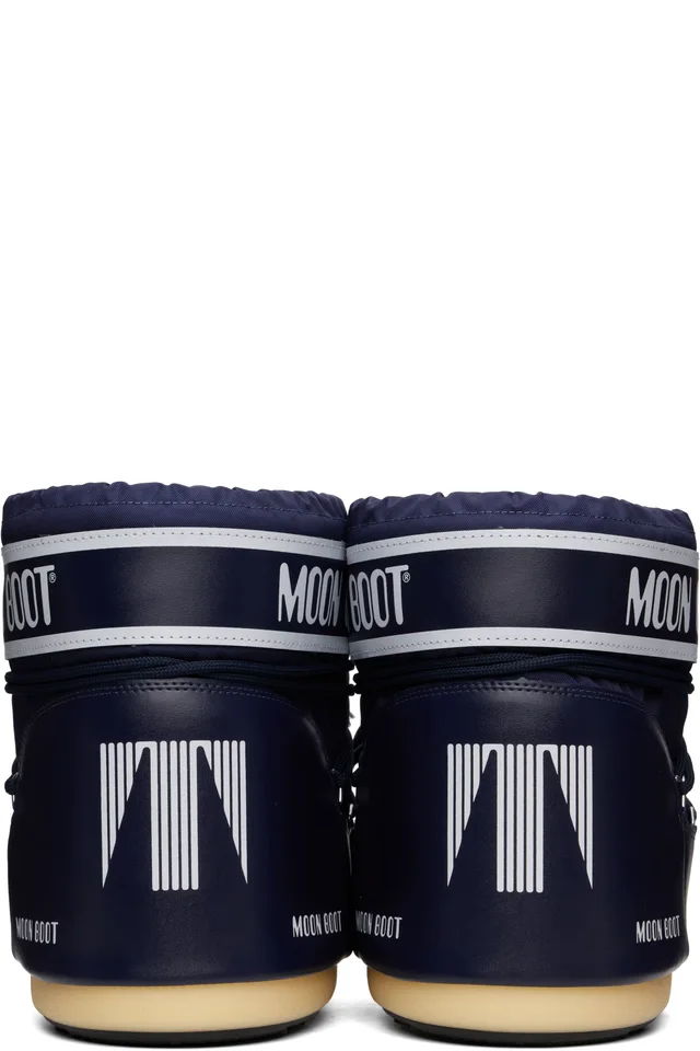 Moon Boot Navy Icon Low Nylon Boots, photo 2 of 4 from SSENSE