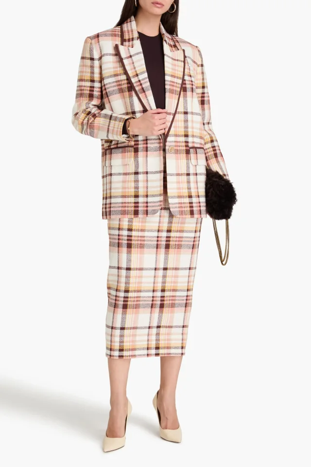 Zimmermann Checked Linen and Cotton-Blend Blazer in Ivory, photo 2 of 4 from THE OUTNET