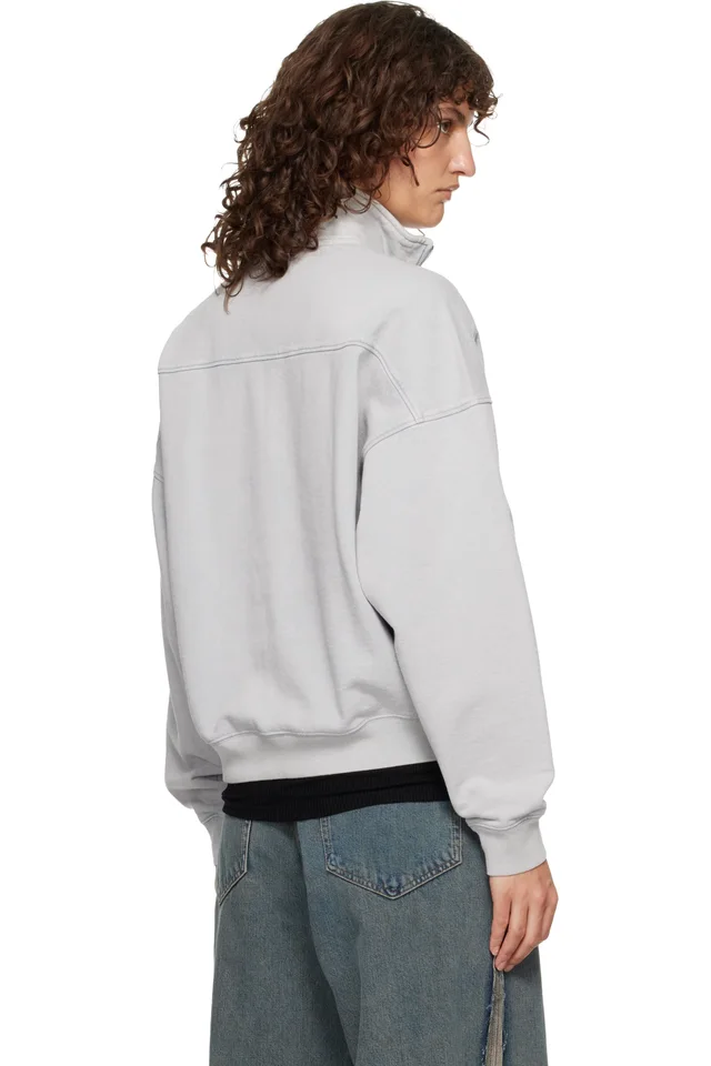 AMIRI Gray 'Hopes & Dreams' Half Zip Crew Sweater, photo 3 of 4 from SSENSE