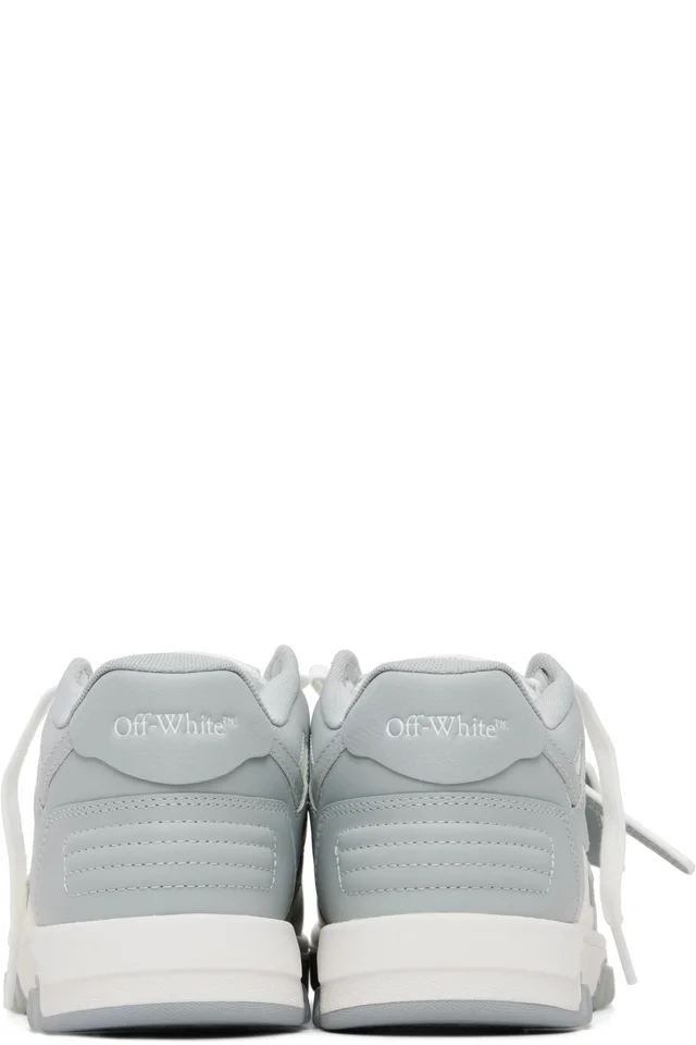 Off-White Gray & White 'Out Of Office' Calf Leather Sneakers, photo 2 of 5 from SSENSE