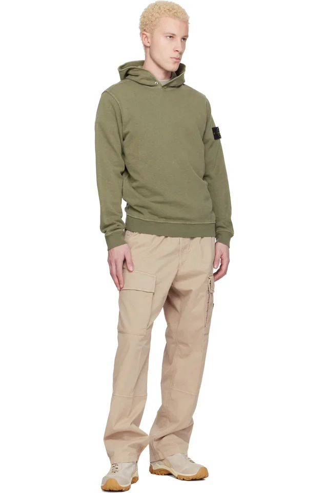 Stone Island Khaki 6100031 Malfilé Fleece Old Effect Hoodie, photo 5 of 5 from SSENSE