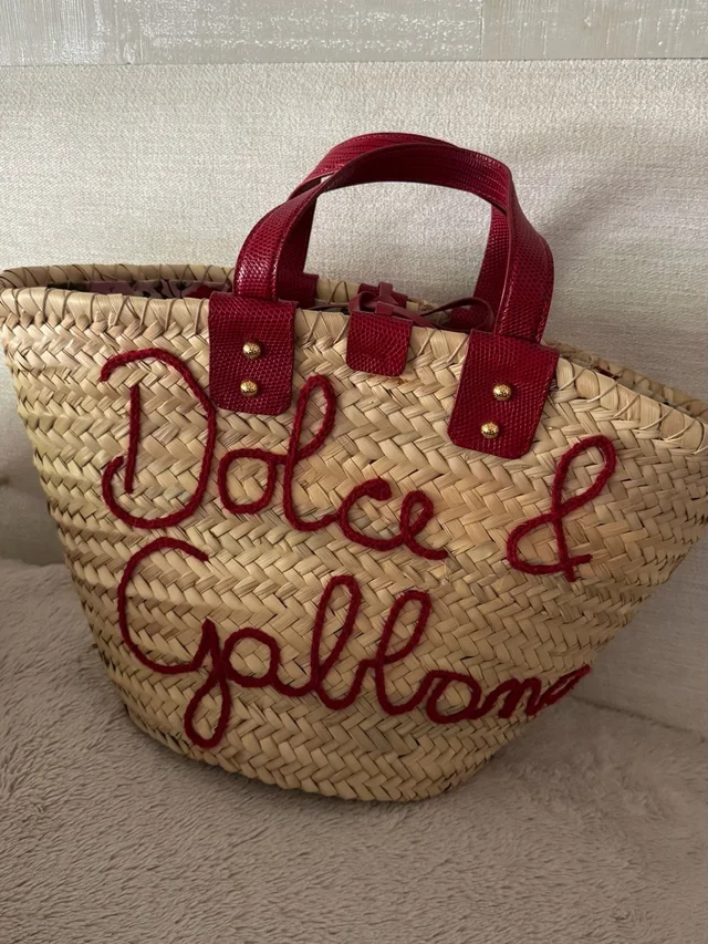 Dolce & Gabbana Kendra Natural Straw Tote With Red Trim in neutral|red|brown Raffia from Poshmark