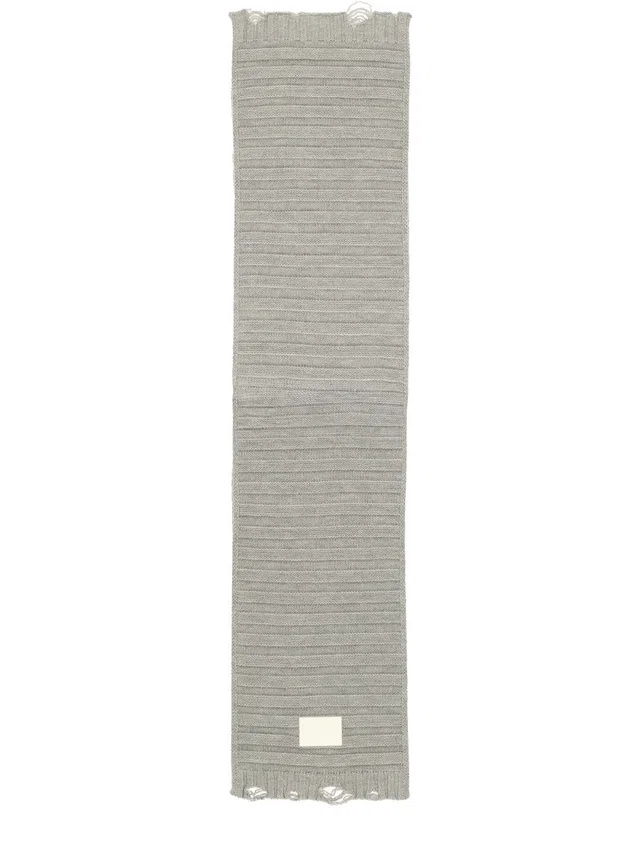 Maison Margiela Virgin Wool & Acrylic Blend Scarf — Gray Scarfs in Grey Wool from HEWI