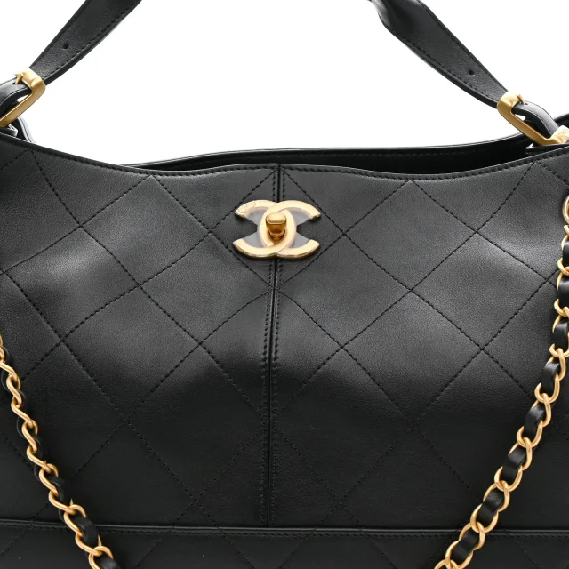 Chanel Stitched Large Shopping Bag Black in Black Calfskin from FASHIONPHILE, photo 8 of 11