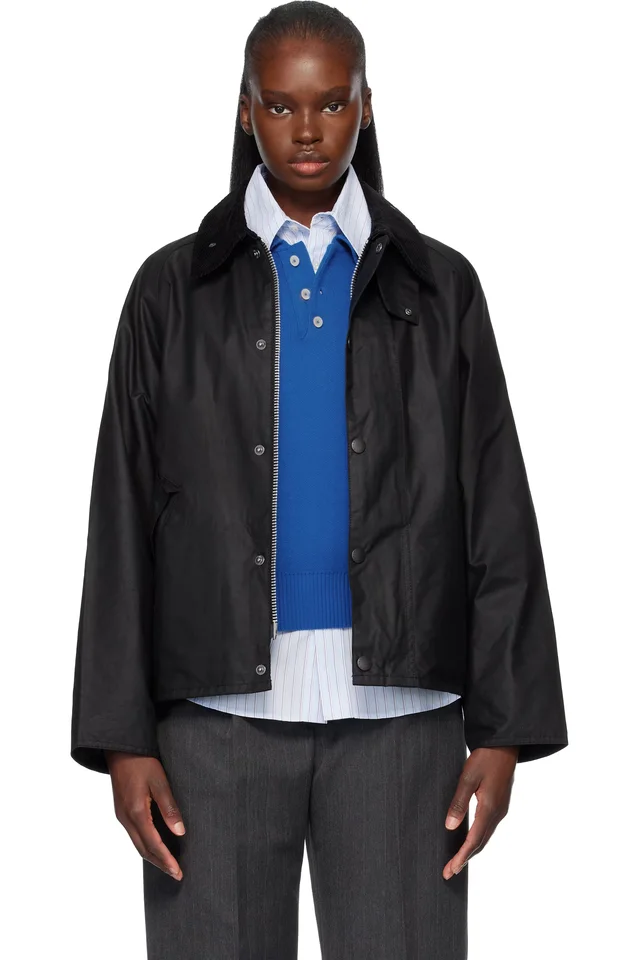 Barbour Black Transport Waxed Jacket, image 1 of 1 from SSENSE