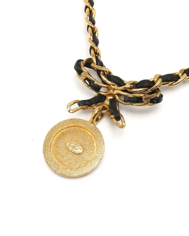 Chanel Ribbon Coco Leather Chain Choker in Leather from A Retro Tale, photo 3 of 4
