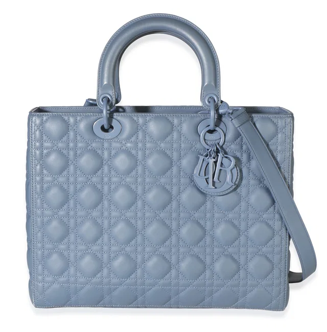 Dior Denim Blue Ultra Matte Calfskin Cannage Large Lady in Blue Calfskin from myGemma
