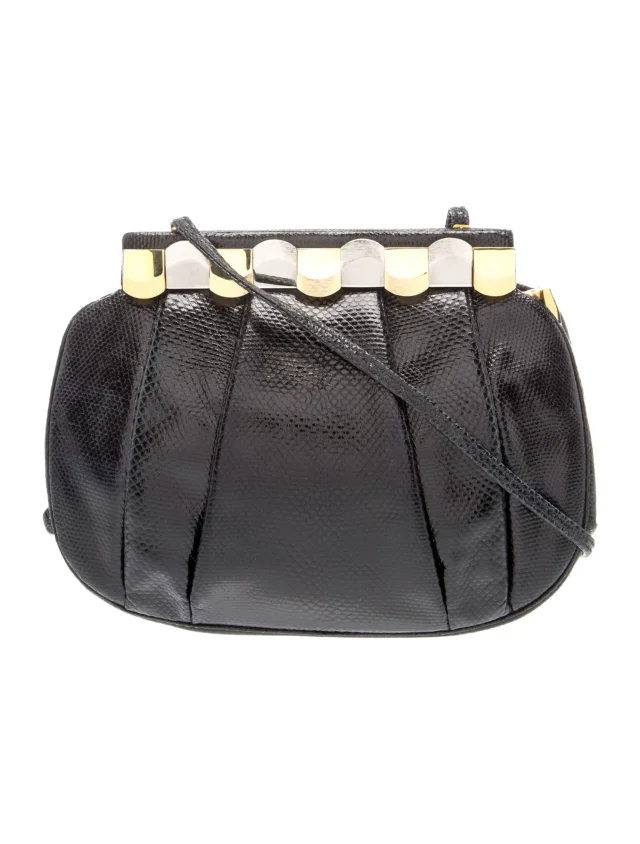 Judith Leiber Leather Crossbody Bag in black Leather from The RealReal