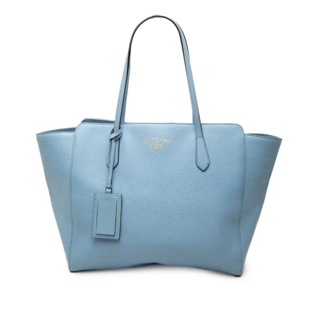 Blue Gucci Medium Calfskin Swing Tote in Blue Calfskin from Designer Revival