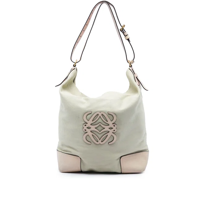 Brown LOEWE Canvas Anagram Shoulder Bag in Brown Canvas from Designer Revival