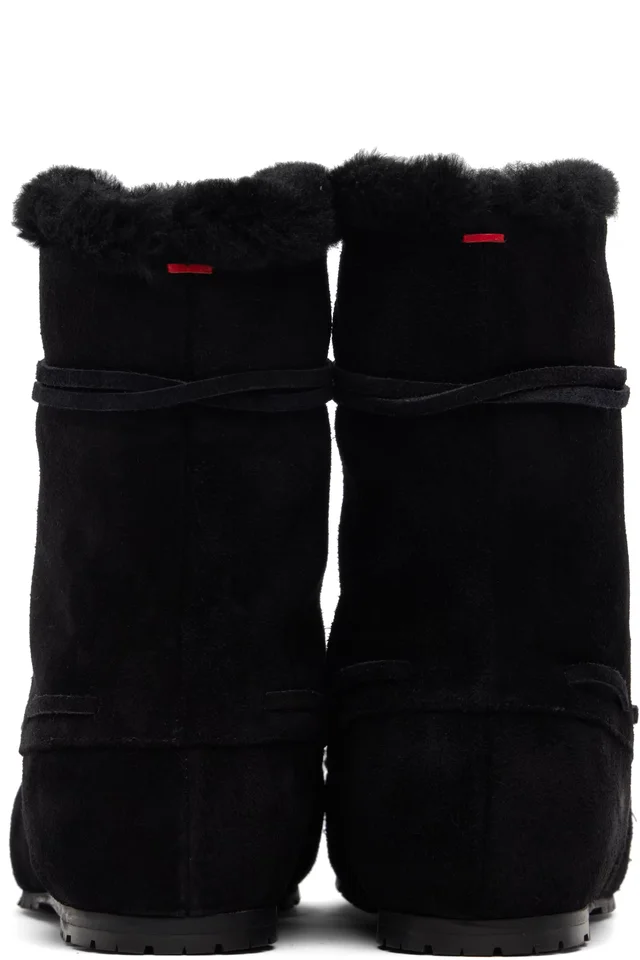 Aeyde Black Paul Shearling Ankle Boots, photo 2 of 5 from SSENSE