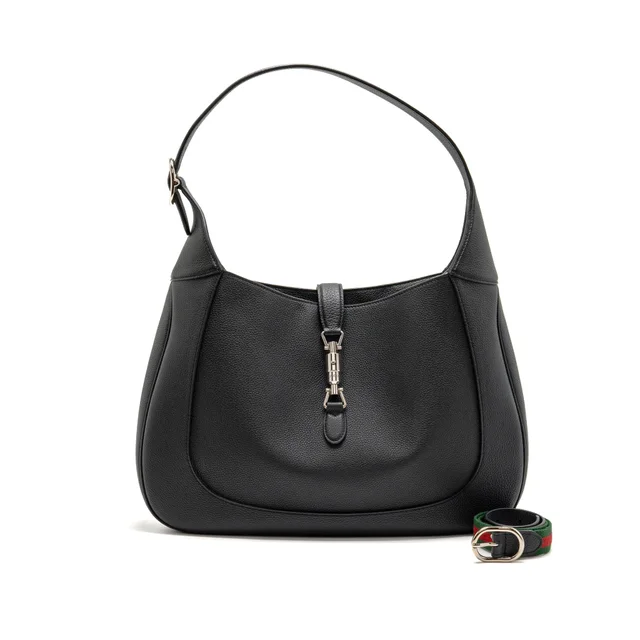 Gucci Jackie 1961 Large Bag Grained Calfskin Black SHW in Black Caviar leather from EMIER
