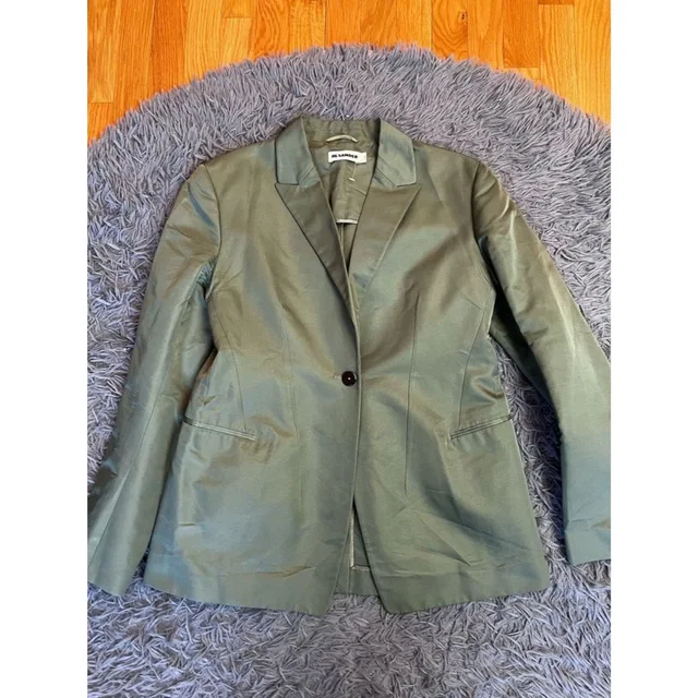 Jil Sander Sage Green Cotton Silk Blazer Size S in green Silk from Poshmark