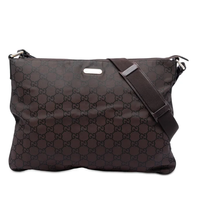 Brown Gucci GG Nylon Crossbody in Brown Nylon from Designer Revival