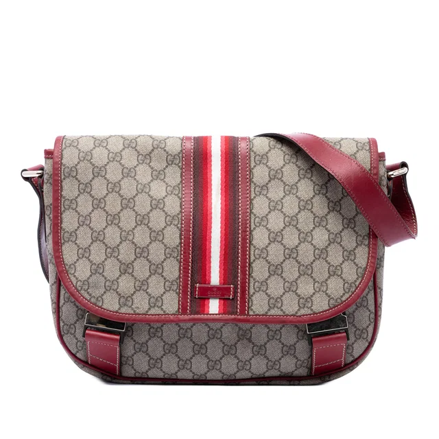 Beige Gucci GG Supreme Web Crossbody in Beige Coated canvas from Designer Revival