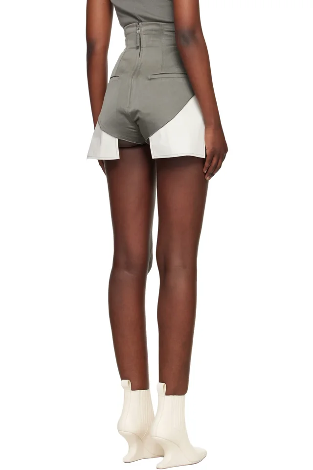 Rick Owens Gray Temple Dirt Cutoffs Shorts, photo 3 of 4 from SSENSE