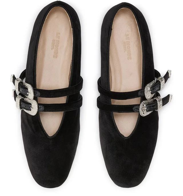 LE MONDE BERYL Claudia ballet flats in Black 100% cotton velvet, photo 5 of 8 from 24S (US)