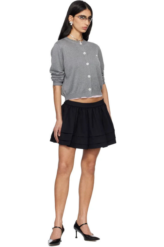 SHUSHU/TONG Navy Tuck Detail Pleated Miniskirt, photo 4 of 4 from SSENSE