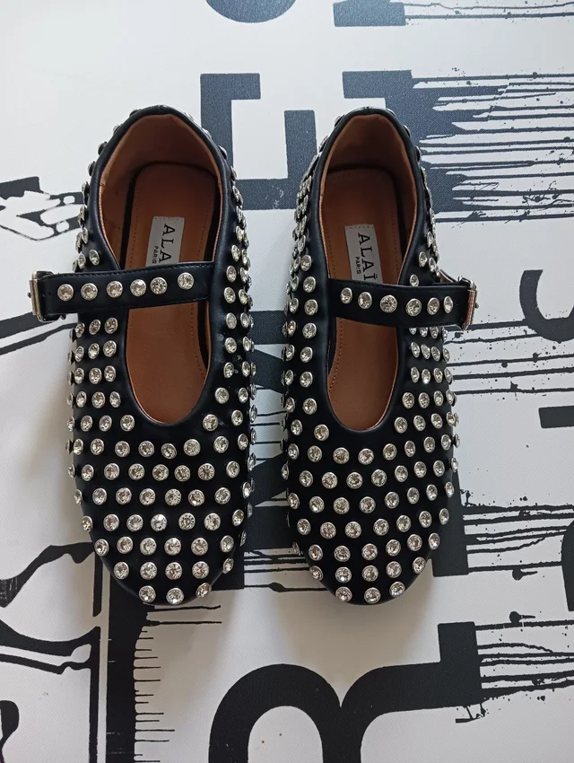 Alaïa Paris Stud Ballet Flat Mary Jane Shoes Size 38 in silver|gray|black from Poshmark