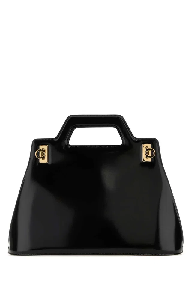 Ferragamo Wanda Top Handle Bag — Black in Black Calfskin from HEWI