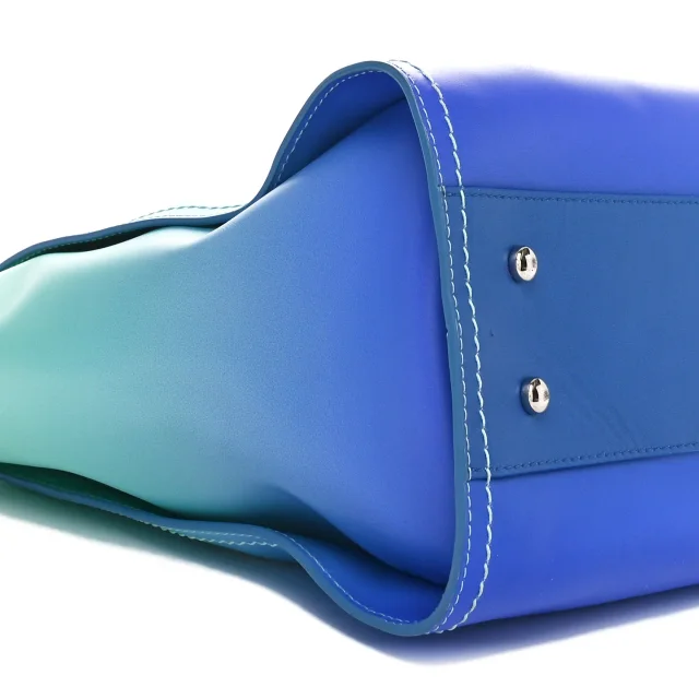 Chanel Shaded Calfskin Small Deauville Tote Light Green Turquoise Purple in Blue Calfskin from FASHIONPHILE, photo 9 of 11