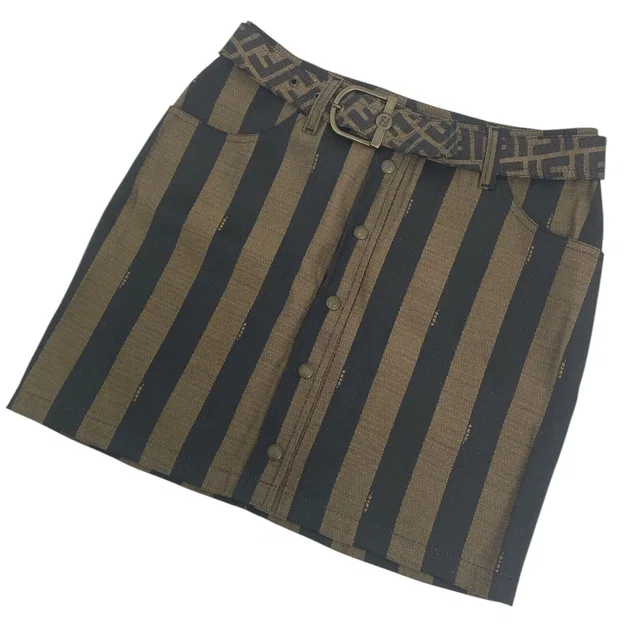 Fendi Skirt Zucca Pattern Logo in Brown from The Reluxe