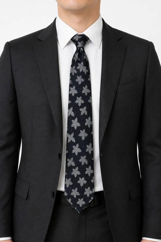 Giorgio Armani Cravette Men's 100% Silk Navy Floral Necktie Business Designer in silver|gray|blue Silk from Poshmark