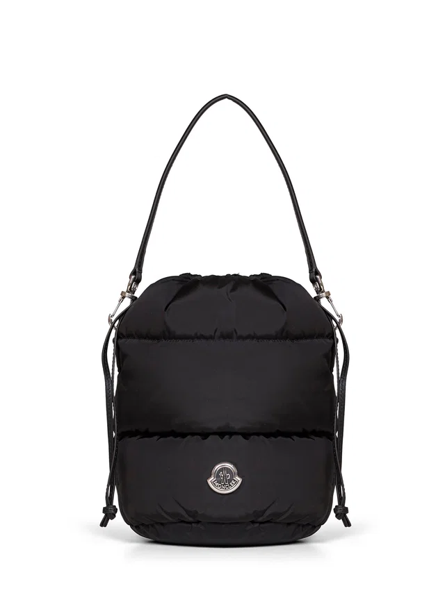 Moncler Caradoc Bucket Bag — Black Polyamide in Black Leather from HEWI