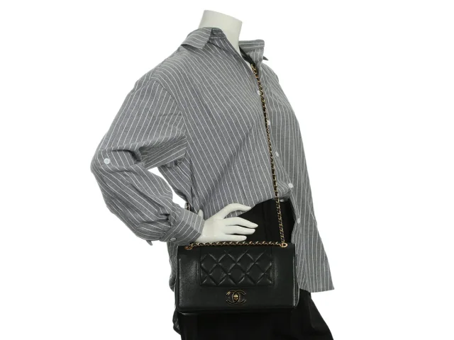 Chanel Medium Black Part-Quilted Calfskin Mademoiselle Flap in Black Calfskin from Ann's Fabulous Finds, photo 9 of 9