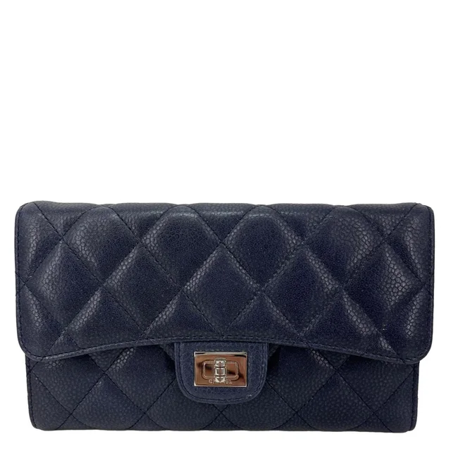 Chanel Reissue Long Flap Quilted Caviar Leather Wallet Navy Blue from Dallas Designer Handbags