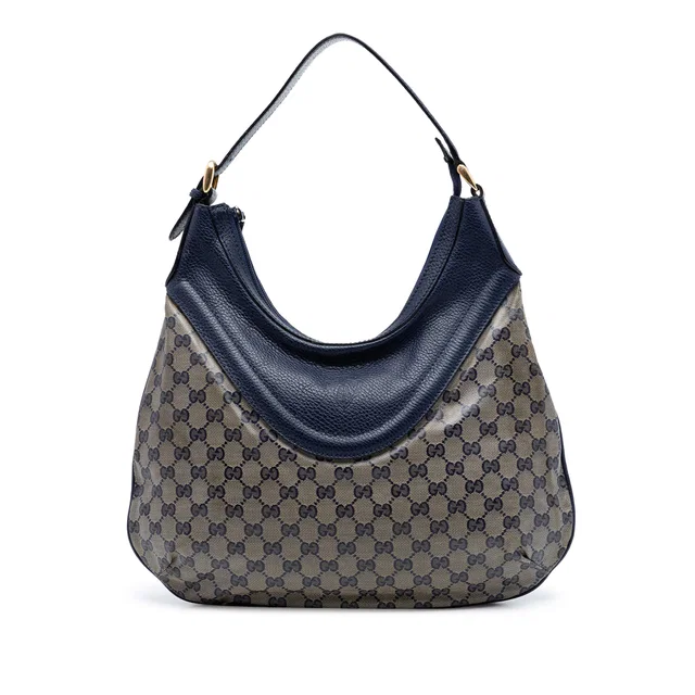 Blue Gucci GG Crystal Hysteria Crest Hobo in Blue Coated canvas from Designer Revival