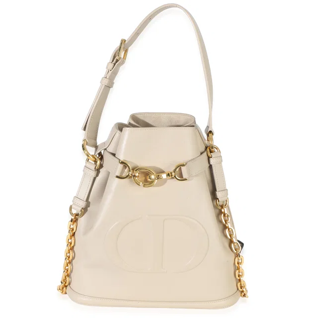 Dior Beige Calfskin Cd Embossed Medium Cest Bucket Bag Leather Handbag in Beige Calfskin from HEWI